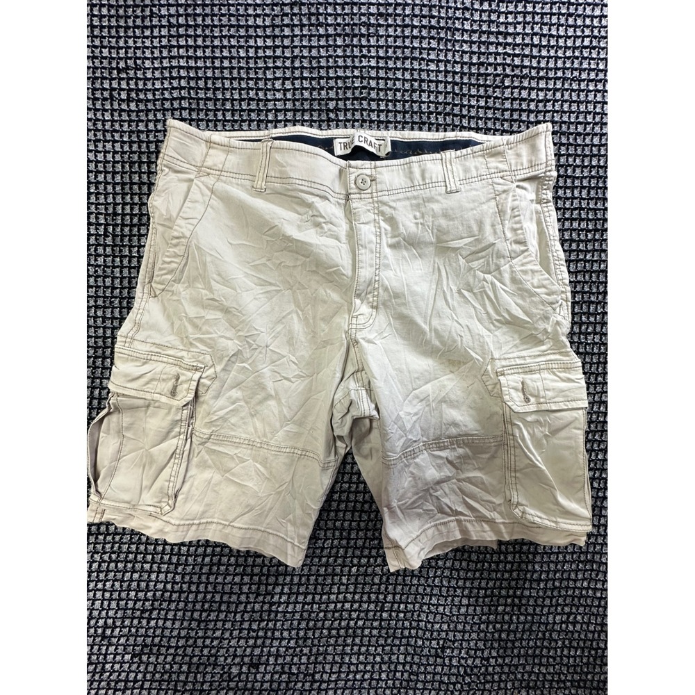 True Craft Cargo Shorts Mens 38 Khaki Excellent Utility Cotton Blend Stretch